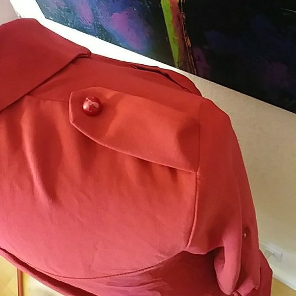 Venessa Collection Red Button Front Cape Tunic - Picture 7 of 16